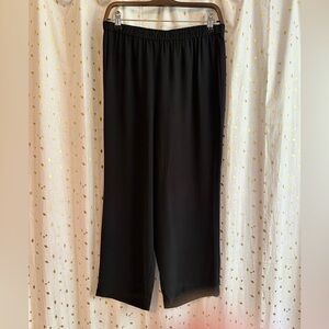 Eileen Fisher Black Silk Wide Leg Trousers